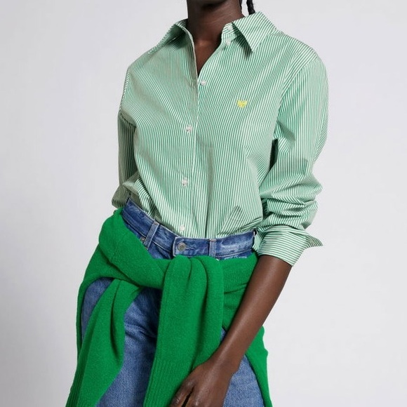 & Other Stories Tops - & Other Stories Butterfly Embroidered Striped Shirt size 8